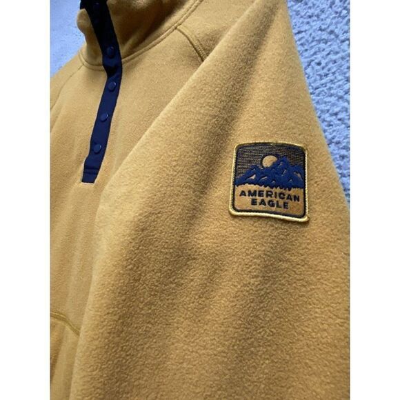 American Eagle Men's Fleece Pull Over Jacket Size M AE Logo Golden Yellow - Picture 3 of 6